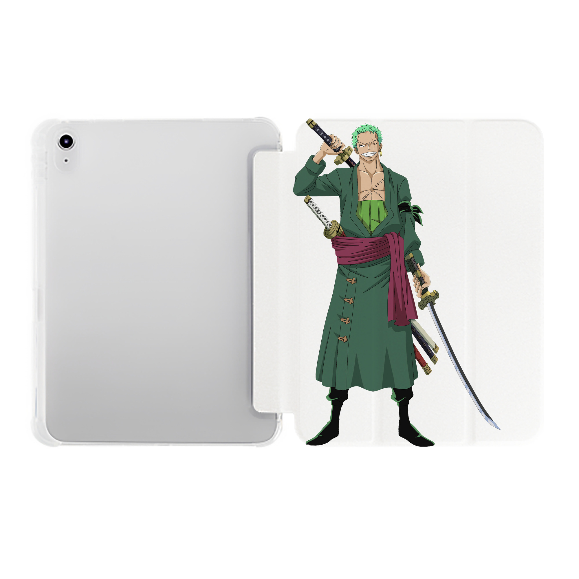 （画像用） ワンピース ロロノア・ゾロ ONE PIECE Roronoa Zoro IPad ケース ペン収納付き 三つ折りスタンド PUレザー×シリコン 対応機種9.5/10.5/10.9インチ